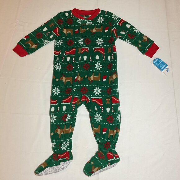 Carter's Baby Boy Green Fair Isle One-Piece Footed Pajamas Holiday Christmas NWT - Picture 1 of 6